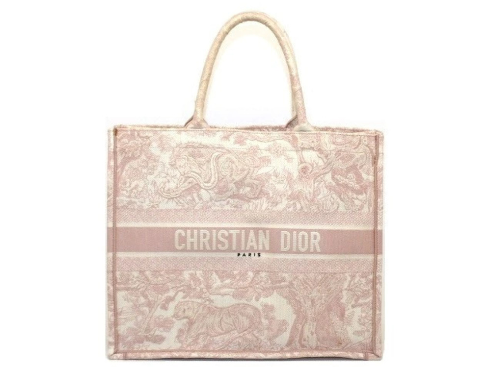 Christian Dior Book Tote Bag Canvas Pink